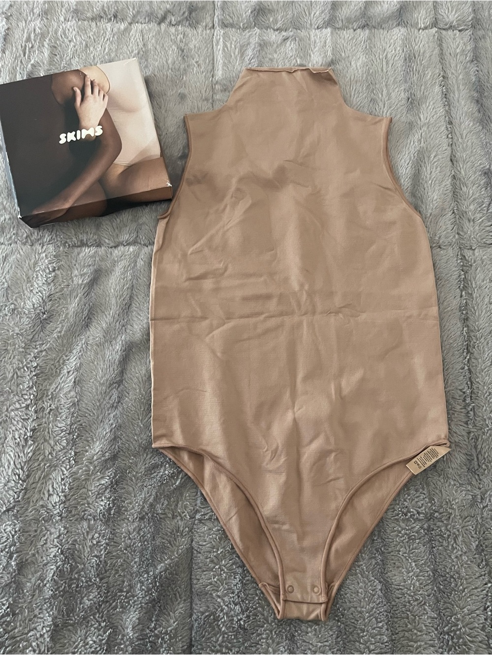 SKIMS Taupe High-Neck Bodysuit